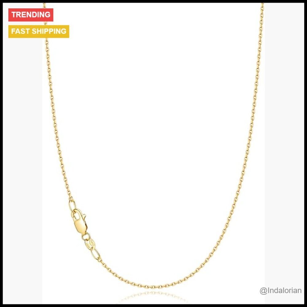 Thin Dainty Cable Chain Necklace 925 Sterling Silver Gold Plated Elegant Minimal